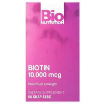 Bio Nutrition, Biotin, Maximum Strength, 10,000 mcg, 60 Snap Tablets