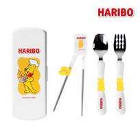 Haribo baby spoon fork chopsticks cutlery case 4P tableware set, see details page, yellow yellow
