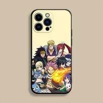 Anime Fairy Tail Komiksų telefono dėklas, skirtas iPhone 17,16,15,14,13,12,Pro,Max,Plus,E,SE4,Air,Mini, Juodas minkštas dėklas iPhone17pro beige