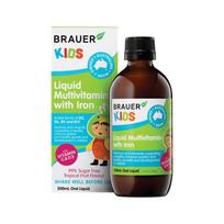 Brauer Kids Skystas Multivitaminas su Geležimi Geriamasis Skystis 200ml