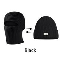 2In1 Mask Beanies Hat Men Winter Balaclava Hats Knitted Hats Fashion Full Face Ski Bonnet Tactical Cycling Earmuffs Cap Knitted A1 black