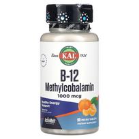 KAL, B-12 Methylcobalamin, Tangerine Flavor, 1000 mcg, 90 Micro Tablets