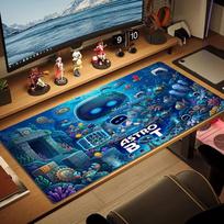 ASTRO BOT Custom Name Large Size Mouse Pad Large Gaming Table Cushion Non-slip Laptop Tablet Big Mousepad XXL Mat Mini PC Playmat With Lock edge 30cmx80cm(11.8x31.5inch) blue