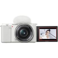 SONY VLOGCAM Veidrodinė kamera Su maitinimo priartinimo objektyvu Rinkinys, baltas W APS-C ZV-E10 (Pridedamas objektyvas SELP1650) Vėjo gaudyklė, ZV-E10L balta
