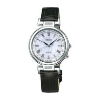 „Seiko“ laikrodis, moteriškas rankinis laikrodis „Excelline Diamond Case“, saulės laikrodis, radijo imtuvas, pasaulio laiko funkcija, SWCW109, juodas juoda