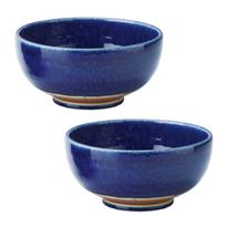 Stalo indai East Bowl (Labai didelis) 19cm krosnies Irabo ryžių dubenėlis makaronų dubenėlis ramen dubenėlis udon dubenėlis dubuo (2 Lapis Lapis rinkinys) blue