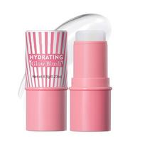 Hydrating Glow Blush Cheek Stick Moisturizing Lightweight and Convenient Face Makeup Cool Texture for Women, 2 in 1 pink