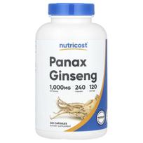 Nutricost, ženšenis, 1000 mg, 240 kapsulių (500 mg vienoje kapsulėje)