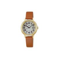 SEIKO date display solar Quartz leather strap women's watch white dial AKQD402 balta