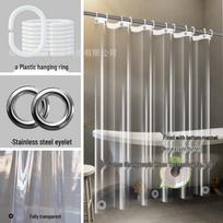 PEVA Vandeniui atspari 3D Vonios Durų Užuolaida - Skaidri ir Montuojama Be Gręžimo Single Curtain 150x180 cm + Hooks