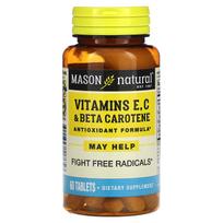 Mason Natural, vitaminas E, C ir beta karotinas, 60 tablečių