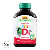 Jamieson vaikams kramtomosios vitamino D tabletės 400 TV, braškių skonio, 100 tablečių, 2 vnt.