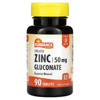 Sundance vitaminai, chelatinis cinko gliukonatas, 50 mg, 90 tablečių