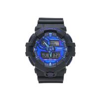 CASIO Unisex skystųjų kristalų/analoginis dvigubo ekrano serijos mėlynas laikrodis GA-700VB-1ADR GA-700VB-1ADR Regular Watch Box blue
