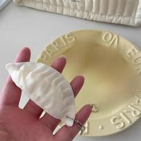 Simulation Dumpling Squishy Stress Relief Toy With Keychain Creative Prank Squeeze Fidget Pendant Anti-Anxiety Decompression Toy beige