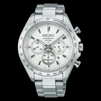 SEIKO S serija 100 metrų atsparumas vandeniui datos rodymas saulės energija Kvarcinis Plieninis dirželis 42,2 mm vyriškas laikrodis baltas ciferblatas SBPY179 mėlyna