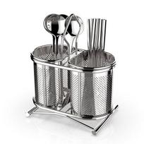 Starfix Belita twin perforated cutlery container, silver, 1 piece, Korean popular tableware gray