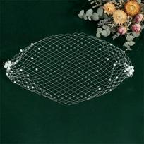 French Style Birdcage Veil Pearl Bridal Headwear Wedding Headdress  Holiday Celebration Style 1 gray