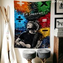 Ed Sheeran Wall Tapestry Aesthetic Wall Hanging Printed Fabric Blanket Decorative Tapestries for Bedroom Living Room Home Decor 100cm x 150cm blue