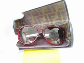 Autentiški FENDI rudi lęšiai raudoni plastikiniai rėmeliai Zucca akiniai nuo saulės Eye Wear #7769 Refurbished