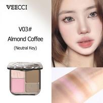 Highlighter VEECCI Highlight Contour Palette Matte Brightening Nose Shadow Makeup Natural Color Long Lasting Pearlescent 8g beige