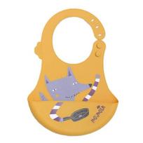Baby Silicone Bibb Beru Yonukake Silicone Waterproof Rice Pocket Baby Ultra Soft Washable Rice Pocket (Gray Fox) yellow
