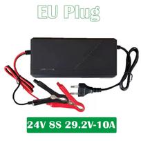 LiFePo4 įkroviklis 12V 24V 5A 10A Automobilio akumuliatoriaus įkroviklis 110-220V Išmanusis akumuliatoriaus įkroviklis 14.6V 29.2V Greitasis įkroviklis Automobiliui Greitas įkrovimas Su krokodilo gnybtais 29.2V 10A juoda