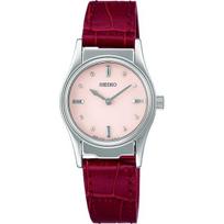Seiko Women's SQWK033 (Tactile Watch for Visually Impaired Women's Leather Band Pink) Round Watch