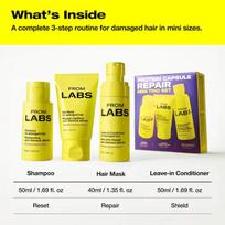 FROMLABS Proteino kapsulės Greito atstatymo plaukų priežiūra 200ml, 3 minučių keratino plaukų kaukė ir giliai maitinantis kondicionierius Shampoo50ML+HairMask 40ML+Conditioner 50ML white