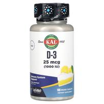 KAL, D-3, Lemon Meringue, 25 mcg (1,000 IU), 100 micro tablets