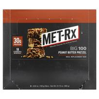 Met-Rx, Big 100, Meal Replacement Bars, Peanut Butter Pretzels, 9 Count, 100G (3.52 Oz) Each