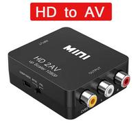 1080P hd-compatible To RCA Converter AV/CVBS L/R Audio Video Set Top Box Up Scaler MINI HD2AV Support NTSC PAL Output HD To AV No plug