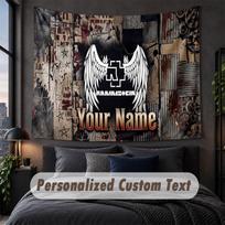 Custom Name Text Tapestry,Rammstein Decorative Wall Hanging, Background Tapestry For Home Bedroom 150cmx200cm gray