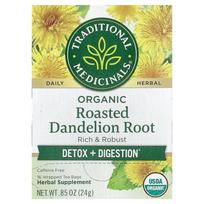 Traditional Medicinals Roasted Dandelion Root Caffeine-Free Tea, 16 Wrapped Tea Bags, 24g (0.85oz) blue