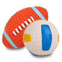 Dingdongpet pet dog latex, rugby ball, volleyball ball, 1 set red