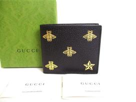 Autentiška GUCCI Animalier juodos odos bifold Bill Wallet Kompaktiška piniginė #a177 Refurbished