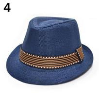 Unisex Vaikų Mada Šaunus Džiazas Paaukštinta Viršūnė Trumpo Krašto Skrybėlė Kepurė Fedora tamsiai mėlyna spalva