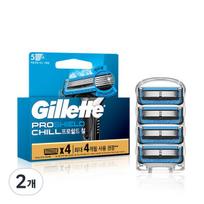 Gillette 2024 ProShield Chill Razor Blades, 4 pack, 2 pieces ,Korean razor blade blue