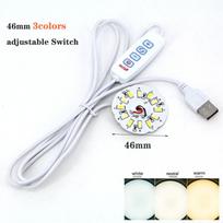 Šiltos baltos spalvos DC 5V 3W USB LED lemputės 2835 lustas vienos spalvos Skaitymo naktinė lempa Stalo knygos planšetinio kompiuterio lempa Jungiklis maitinimo laidas Pritemdymas 3colors dimmer 46mm white