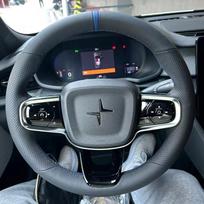 For Volvo Polestar 2 XC40 Sport 2018-2025 Braid Perforated Breathable Black Leather Blue Stitching Car Steering Wheel Cover black thread black