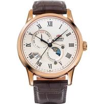 Orient Vyriškas RN-AK0001S (Orient Classic SUN&MOON) Apvalus laikrodis rudas nerūdijantis daugiarankis analoginis