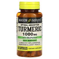 Mason Natural, Ciberžolė su BioPerine, 1000 mg, 60 kapsulių