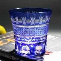 Japanese Edo Kiriko Crystal Whiskey Glass blue