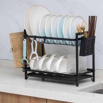 Nordic Foldable Double-Layer Dish Drying Rack gray