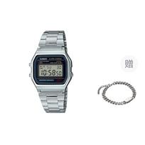 CASIO Women's Black Watch A158WA-1- Silver gray