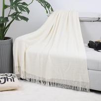 Visasezoninis akrilinis megztas pledas white