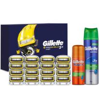 Gillette ProShield geltoni skutimosi peiliukai 16 pakelių + 1 serijos gelis 195 g + 1 Fusion Hydra gelis 70 g, Korėjos skutimosi peiliukai yellow
