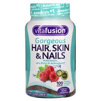 VitaFusion, Nuostabiems plaukams, odai ir nagams Multivitaminai, Natūralus aviečių skonis, 100 guminių saldainių