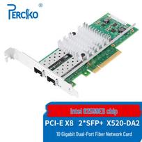 PERCKO Intel X520-DA2 10G Dual SFP+ Fiber Optic PCIe Server Network Card (CN version)