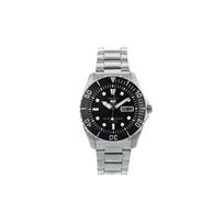 SEIKO seiko5 100 metrų nardymo mechaninis laikrodis plieninė apyrankė vyriškas laikrodis juodas ciferblatas SNZF17K1 juoda